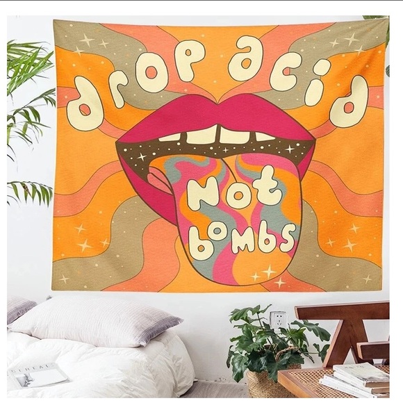 NEW hippie “drop acid not bombs” tapestry - Picture 3 of 6